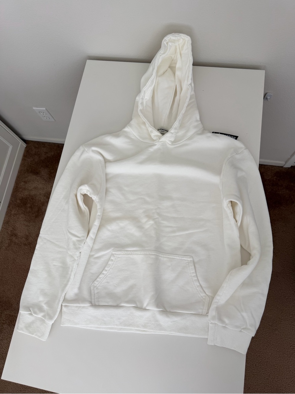 Cream Crewneck Hoodie - Minimal Pullover